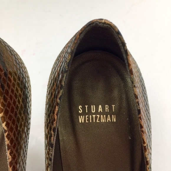 Stuart Weitzman Diamond Embossed Multicolor Platform Pump Heels Size 8 1/2 - Picture 6 of 13
